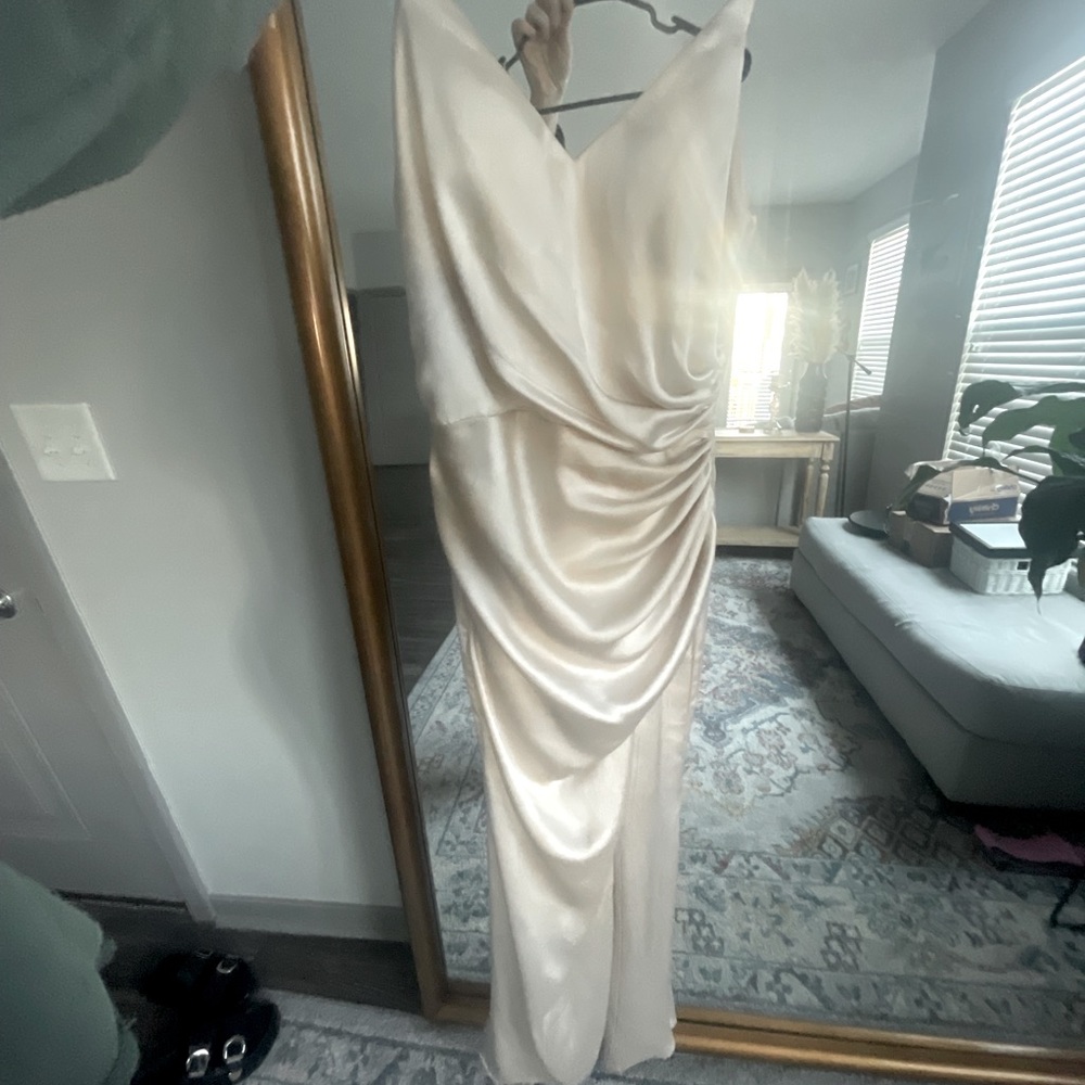 revelry bridesmaid dress- soft champagne, size 4